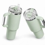 40 oz Insulated Stainless Steel Tumbler with Handle and Straw Lid, 1200ml Travel Coffee Mug, Car Cup Holder Friendly, Leak-Proof Vacuum Water Bottle - S120013VH