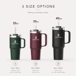 40 oz Insulated Stainless Steel Tumbler with Handle and Straw Lid, 1200ml Travel Coffee Mug, Car Cup Holder Friendly, Leak-Proof Vacuum Water Bottle - S12005VH