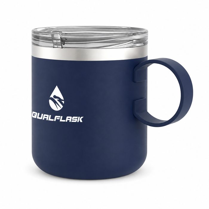 Qualflask 10oz Stainless Steel Travel Tumbler Coffee Mug With Handle - S3001VH
