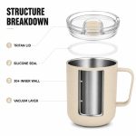 Qualflask 10oz Stainless Steel Travel Tumbler Coffee Mug With Handle - S3003VH