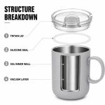 Qualflask 10oz Stainless Steel Travel Tumbler Coffee Mug With Handle - S3005VH