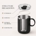 Qualflask 10oz Stainless Steel Travel Tumbler Coffee Mug With Handle - S3007VH