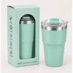 20 oz Insulated Stainless Steel Coffee Tumble and Clear Slide Lid, 600ml Travel Coffee Mug, Car Cup Holder Friendly, Splash-Proof Vacuum Travel Mug - S60010V