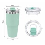 20 oz Insulated Stainless Steel Coffee Tumble and Clear Slide Lid, 600ml Travel Coffee Mug, Car Cup Holder Friendly, Splash-Proof Vacuum Travel Mug - S60010V