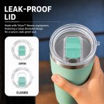 20 oz Insulated Stainless Steel Coffee Tumble and Clear Slide Lid, 600ml Travel Coffee Mug, Car Cup Holder Friendly, Splash-Proof Vacuum Travel Mug - S60010V