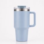 20 oz Insulated Stainless Steel Tumbler with Handle, 2-in-1 Straw and Sip Lid, 600ml Travel Coffee Mug, Car Cup Holder Friendly Leak-Resistant Water Bottle - S6002VH
