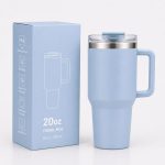 20 oz Insulated Stainless Steel Tumbler with Handle, 2-in-1 Straw and Sip Lid, 600ml Travel Coffee Mug, Car Cup Holder Friendly Leak-Resistant Water Bottle - S6002VH