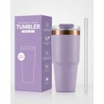 20 oz Insulated Stainless Steel Tumbler with Handle, 2-in-1 Straw and Sip Lid, 600ml Travel Coffee Mug, Car Cup Holder Friendly Leak-Resistant Water Bottle - S6006VH