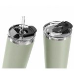 20 oz Insulated Stainless Steel Travel Coffee Muge, 2-in-1 Straw and Sip Lid Car Tumbler, Leak-Resistant Vacuum Water Bottle - S6008V