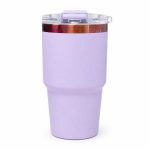 20 oz Insulated Stainless Steel Tumbler with Handle and Clear Slide Lid, 600ml Travel Coffee Mug, Car Cup Holder Friendly, Splash-Proof Vacuum Tumbler - S6009V