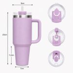 30 oz Insulated Stainless Steel Tumbler with Handle, 2-in-1 Straw and Sip Lid, 900ml Travel Coffee Mug, Car Cup Holder Friendly Leak-Resistant Water Bottle - S90010VH