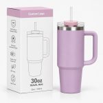 30 oz Insulated Stainless Steel Tumbler with Handle, 2-in-1 Straw and Sip Lid, 900ml Travel Coffee Mug, Car Cup Holder Friendly Leak-Resistant Water Bottle - S90010VH