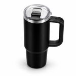 30 oz Insulated Stainless Steel Tumbler with Handle and Clear Slide Lid, 900ml Travel Mug, Car Cup Holder Friendly, Splash-Proof Vacuum Coffee Tumbler - S90011VH