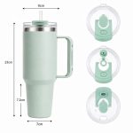 30 oz Insulated Stainless Steel Tumbler with Handle, 2-in-1 Straw and Sip Lid, 900ml Travel Coffee Mug, Car Cup Holder Friendly Leak-Resistant Water Bottle - S9005VH