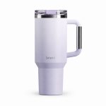 30 oz Insulated Stainless Steel Tumbler with Handle and Clear Slide Lid, 900ml Travel Mug, Car Cup Holder Friendly, Splash-Proof Vacuum Coffee Tumbler - S9009VH
