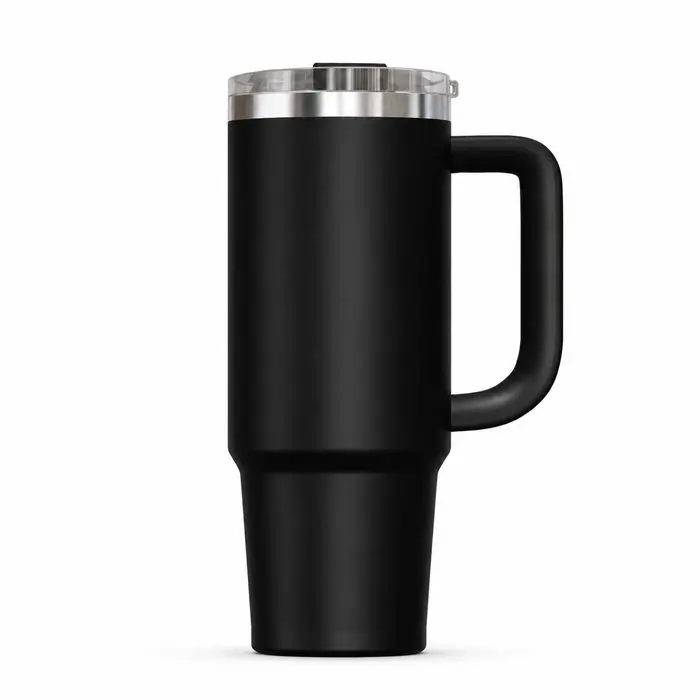 30 oz Insulated Stainless Steel Tumbler with Handle and Clear Slide Lid, Travel Mug S90011VH
